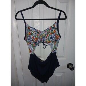 Tommy Bahama Swimsuit Blue One Piece 12 Paradise Provincial V-Neck Cut-Out Cup‎